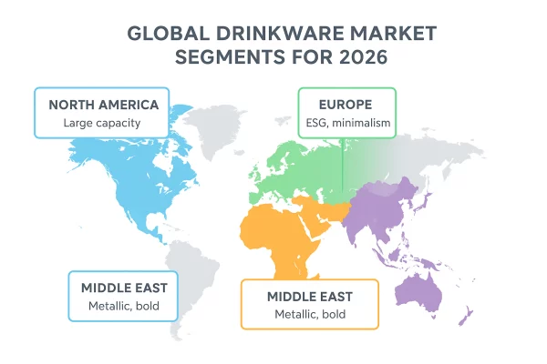 Global drinkware market segmentation for 2026 across North America, Europe, Middle East and Asia
