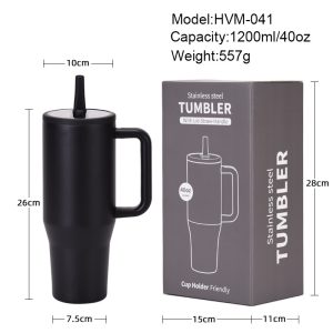 Insulated Tumbler with Handle and Straw