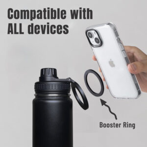 Water bottle with magnetic phone holder