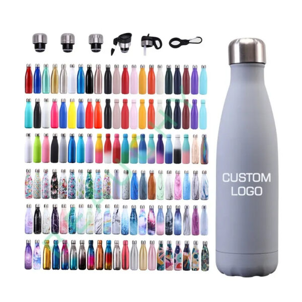 Double Wall Insulated Cola Bottle Shape for Cold and Warm Drinks, BPA Free Metal Sports Bottle