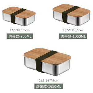 Bamboo Lid Sushi Bread 2:3 Grid Portable Wooden Storage