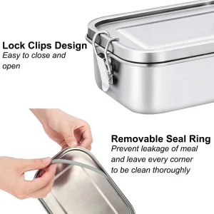 Eco-friendly Leak-Proof Stainless steel Container with Lockable Clips