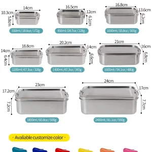 Metal Bento Lunch Box size
