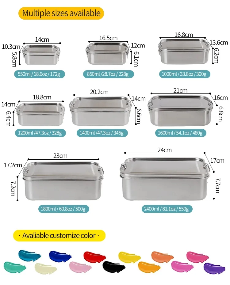 Metal Bento Lunch Box size