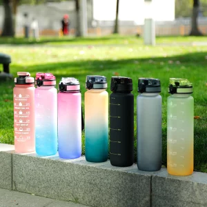 32 oz Motivational Water Bottle – Straw, Time Marker, BPA-Free