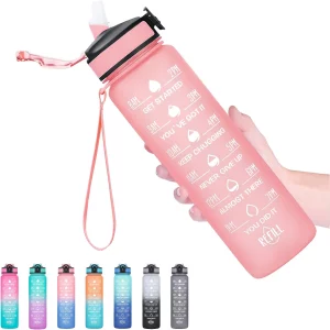32oz Motivational Fitness Sports Water Bottle With Time Marker