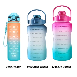 Koeka Half Gallon:64oz Motivational Water Bottle with Time Marker & Straw, Multifunctional Leak proof BPA Free Fitness Sports Water Jug with Handle for Fitness,Gym and Outdoor Sports