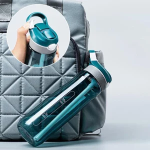 Sports Water Bottle wide strap handle and hanging clip make it easy to carry and attach to bags, backpacks