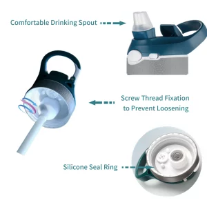 Tritan Sports Water Bottle with Clip Handle Comfortable Drinking Spout &Detachable Straw