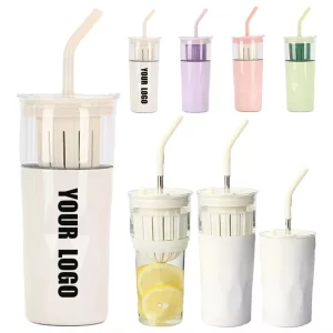 Innovative 2 In 1 Drinkware Design Combines Inner Glass Tumbler And Outer Stainless Steel Insulated Mug