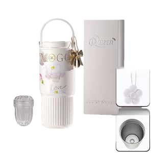 Tea tumbler with straw,cup,lid and lifting rope